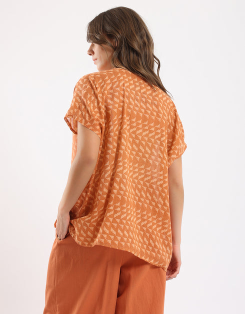 Oversized shirt in printed cotton gauze